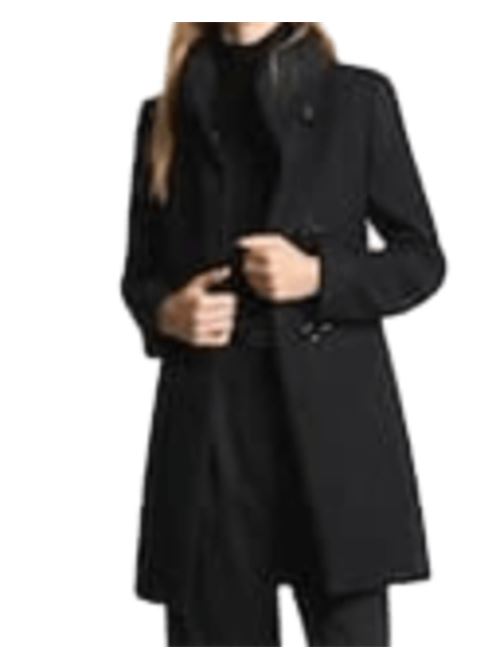 Cappotto da donna in misto lana con collo avvolgente, colore nero FAY | NAW5051Y050SGLB999